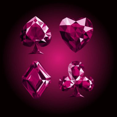 vektör illüstrasyon iskambil sembolü işareti ayarlama güverte elmas mücevher değerli taş kristal tasarım degrade arka plan uygun