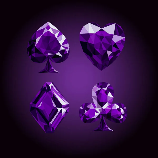 Vektorové Ilustrace Hrací Karty Symbolem Znamení Míru Nastavit Palubě Diamant — Stockový vektor