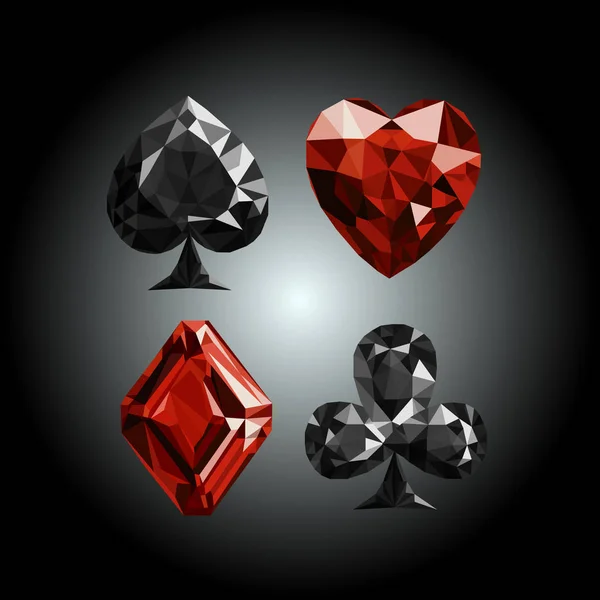Vektorové Ilustrace Hrací Karty Symbolem Znamení Míru Nastavit Palubě Diamant — Stockový vektor