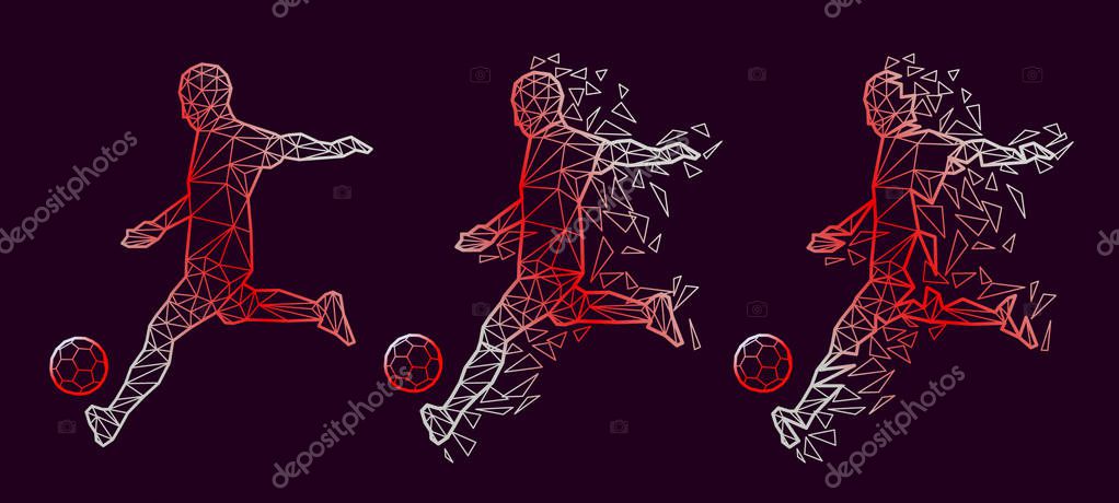 Vector illustration soccer football player low-poly style concept national flag kits uniform colour  championship