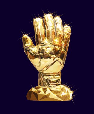 vektör eldiven futbol ekipmanları düşük poli geometrik soyut modelleme