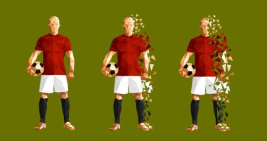 resimde futbol futbol oyuncu düşük poli stil kavramı Mısır kitleri tek tip renk Dünya Kupası 2018 Rusya Şampiyonası vektör