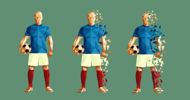 vektör çizim futbol futbol oyuncu düşük poli stil kavramı Dünya Kupası 2018 Rusya Şampiyonası Fransa kitleri tek tip renk