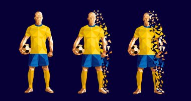 resimde futbol futbol oyuncu düşük poli stil kavramı İsveç kitleri tek tip renk Dünya Kupası 2018 Rusya Şampiyonası vektör