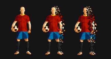 resimde futbol futbol oyuncu düşük poli stil kavramı İspanya kitleri tek tip renk Dünya Kupası 2018 Rusya Şampiyonası vektör