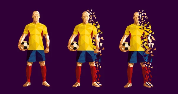 Vector Εικονογράφηση Ποδόσφαιρο Παίκτης Low Poly Στυλ Έννοια Columbia Κιτ — Διανυσματικό Αρχείο