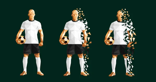 Illustrazione Vettoriale Giocatore Calcio Low Poly Style Concept Kit Germania — Vettoriale Stock