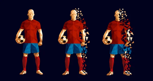 Vector Ilustración Fútbol Jugador Fútbol Low Poly Estilo Concepto Copa — Archivo Imágenes Vectoriales