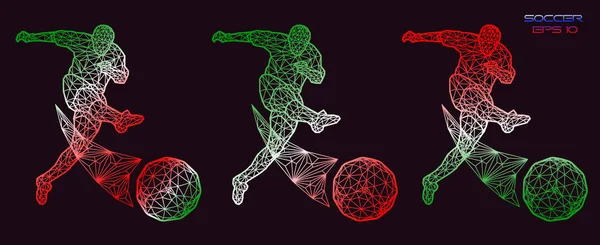 resimde futbol futbol oyuncu düşük poli stil kavramı kitleri tek tip renk Dünya Kupası 2018 Rusya Şampiyonası vektör