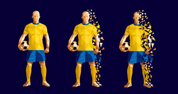 Vector Ilustración Fútbol Jugador Fútbol Low Poly Estilo Concepto Sueco — Archivo Imágenes Vectoriales