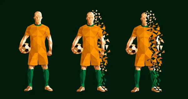Vector Illustration Football Player Low Poly Style Concept Australia Kit - Stok Vektor