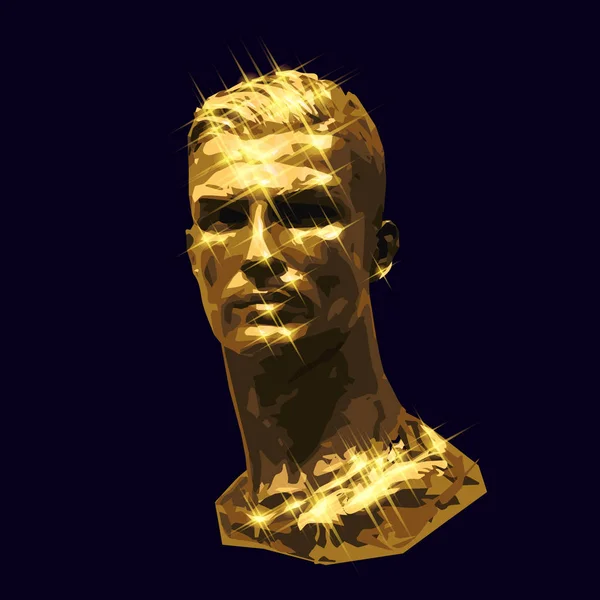 Altın büstü yakışıklı adam Rusya 2018 Dünya Kupası Şampiyonası cristiano ronaldo vektör