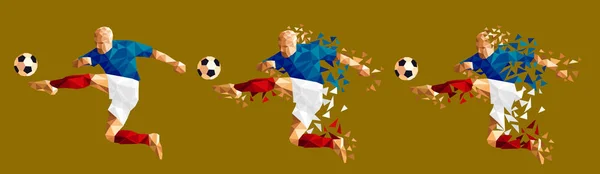 Illustration Vectorielle Soccer Footballeur Low Poly Style Concept Kits Uniforme — Image vectorielle