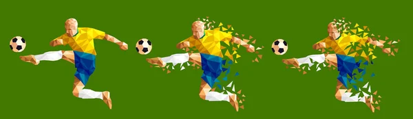 Vector Ilustración Fútbol Jugador Fútbol Low Poly Estilo Concepto Brasileño — Archivo Imágenes Vectoriales