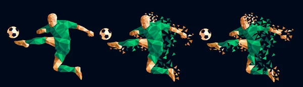 Vektor illustration fotboll fotboll spelare låg-poly stil begreppsmässigt — Stock vektor