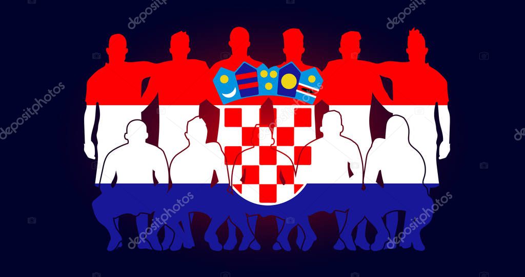 Vector soccer team flag design russia wallpaper sport soccer players line up national  background football championship world cup russia 2018