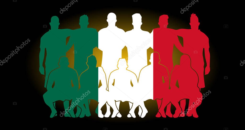 Vector soccer team flag design russia wallpaper sport soccer players line up national  background football championship world cup russia 2018