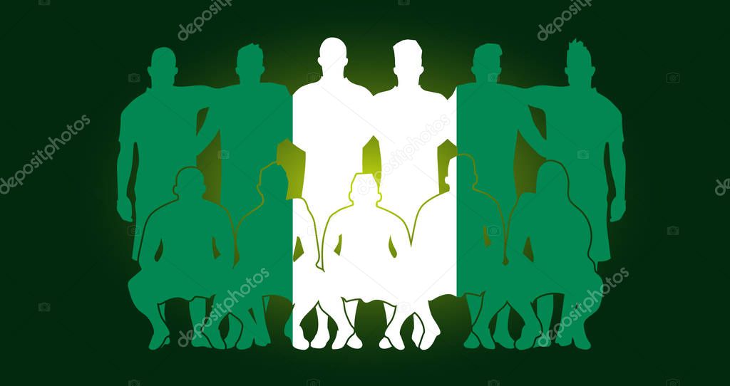 Vector soccer team flag design russia wallpaper sport soccer players line up national  background football championship world cup russia 2018