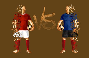 resimde futbol futbol oyuncu düşük poli vektör Hırvatistan karşı Rusya stil
