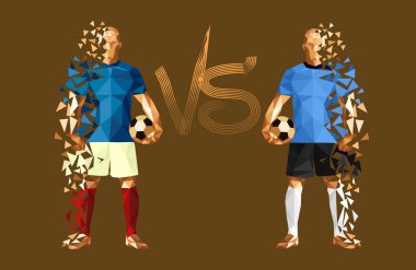 vektör çizim futbol futbol oyuncu düşük poli stil Fransa uruguay karşı
