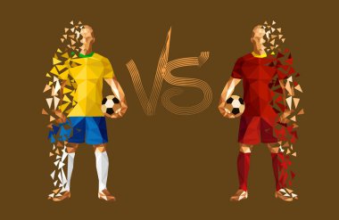 resimde futbol futbol oyuncu düşük poli vektör Brezilya karşı Belçika tarzı