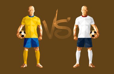 resimde futbol futbol oyuncu düşük poli vektör engand karşı İsveç stil