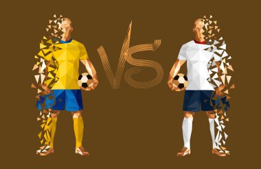 resimde futbol futbol oyuncu düşük poli vektör engand karşı İsveç stil