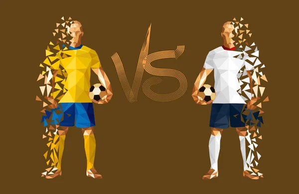 Vector Εικονογράφηση Ποδόσφαιρο Ποδόσφαιρο Player Χαμηλής Πολλαπλή Στυλ Σουηδίας Έναντι — Διανυσματικό Αρχείο