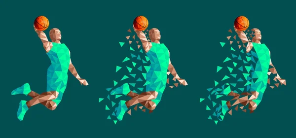 Pemain Basket Melompat Tinggi Vektor Ilustrasi Eps - Stok Vektor