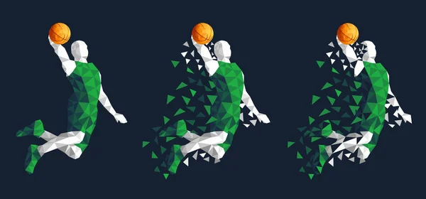 Baloncesto Jugador Saltando Alto Vector Ilustración Eps — Vector de stock