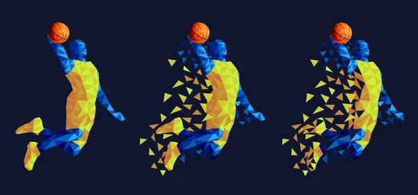 Баскетболист Прыгает Высокой Векторной Иллюстрацией Eps — стоковый вектор