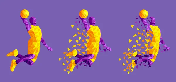 Baloncesto Jugador Saltando Alto Vector Ilustración Eps — Archivo Imágenes Vectoriales