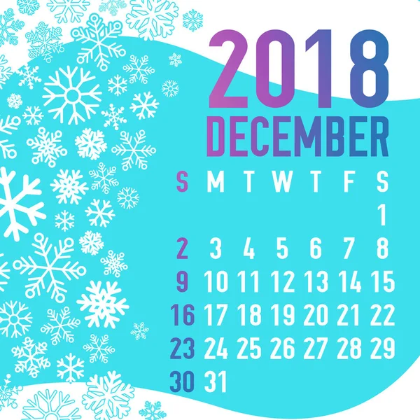 2018 Zimních Měsíců Kalendáře Šablony Vektorový Design — Stockový vektor