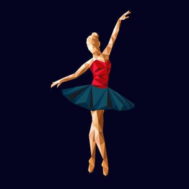 logo basit soyut tasarım Düşük poli balerin prima vektör poligonal üçgen kağıt kesme