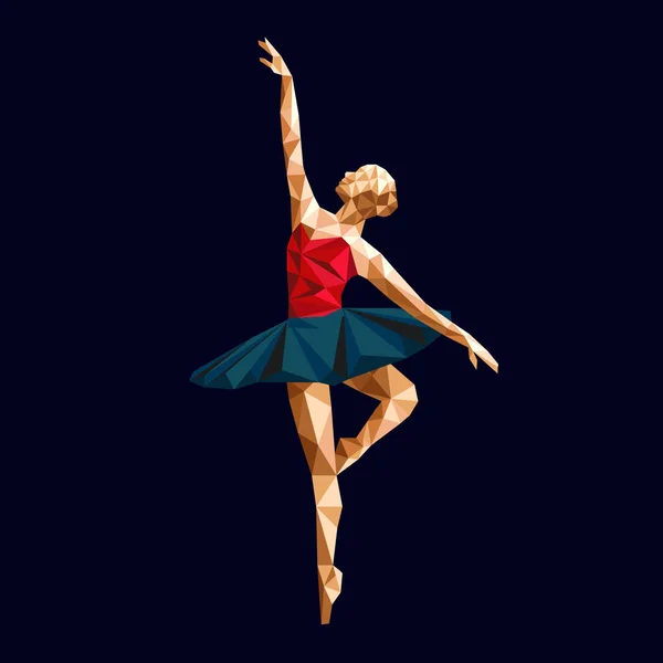 Ballerina Prima Vettore Triangolo Poligonale Carta Tagliata Logo Semplice Disegno — Vettoriale Stock