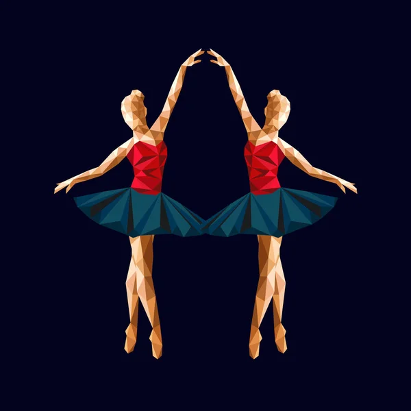 Ballerina Prima Vector Polygonal Triangel Papper Skära Logotyp Enkel Abstrakt — Stock vektor