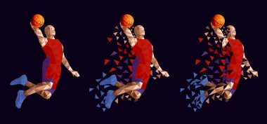 Basketbol oyuncusu soyut tasarım vektör çizim ayarla