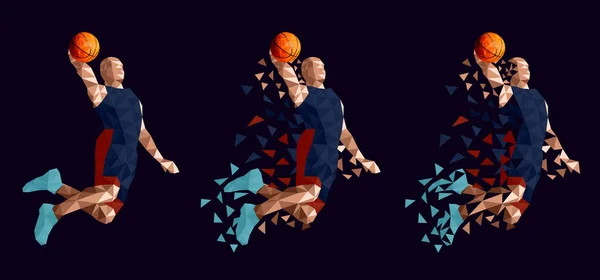 Basketbalista Sada Abstraktními Vektorové Ilustrace — Stockový vektor