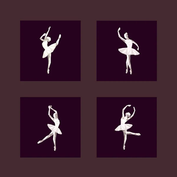 Ballerina Prima Vector Veelhoekige Driehoek Papier Knippen Logo Eenvoudig Abstract — Stockvector