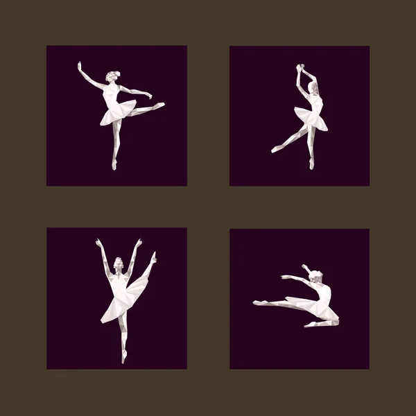 芭蕾舞演员的表面矢量多边形三角形剪纸 Logo 简单抽象设计低聚 — 图库矢量图片