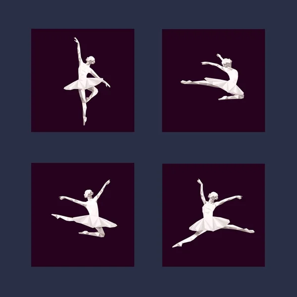 芭蕾舞演员的表面矢量多边形三角形剪纸 Logo 简单抽象设计低聚 — 图库矢量图片