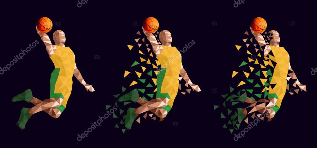Basketball player set abstract design vector illustration