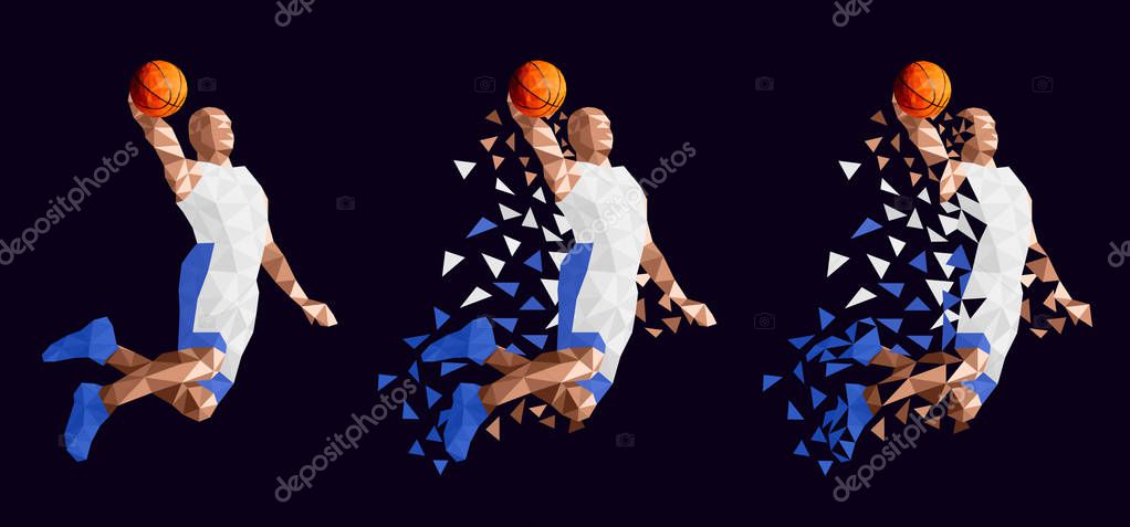 Basketball player set abstract design vector illustration