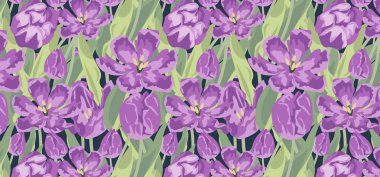 Mor Lale Çiçek desen vektör çizim tasarımı