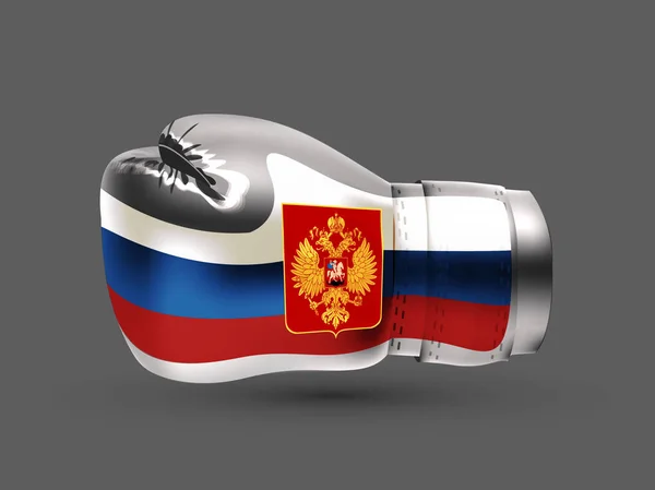 Isolated Boxing Glove Russian Flag Realistic Design Vector Illustration — Stock Vector