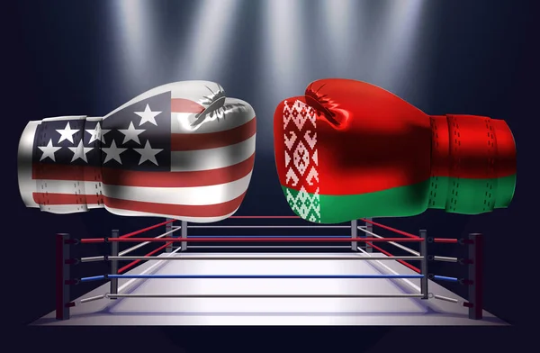 Guantes Boxeo Con Estampados Las Banderas Bielorrusia Uno Frente Otro — Archivo Imágenes Vectoriales