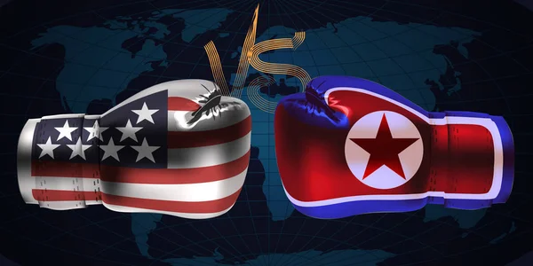 Guantes Boxeo Realistas Con Estampados Los Corea Del Norte Banderas — Vector de stock