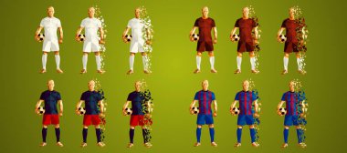 Şampiyon Ligi G Grubu, futbol oyuncular renkli üniformalar, 4 takım, vektör çizim, 2/8, ayarla gerçek, Roma, Cska, Viktoria