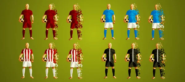 Şampiyon Ligi Grup Renkli Üniformalar Kitleri Giyen Soyut Futbol Oyuncular — Stok Vektör