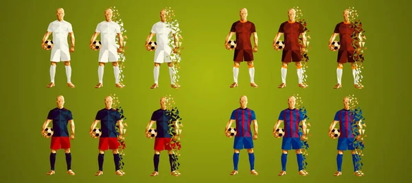 Şampiyon Ligi Grubu Futbol Oyuncular Renkli Üniformalar Takım Vektör Çizim — Stok Vektör
